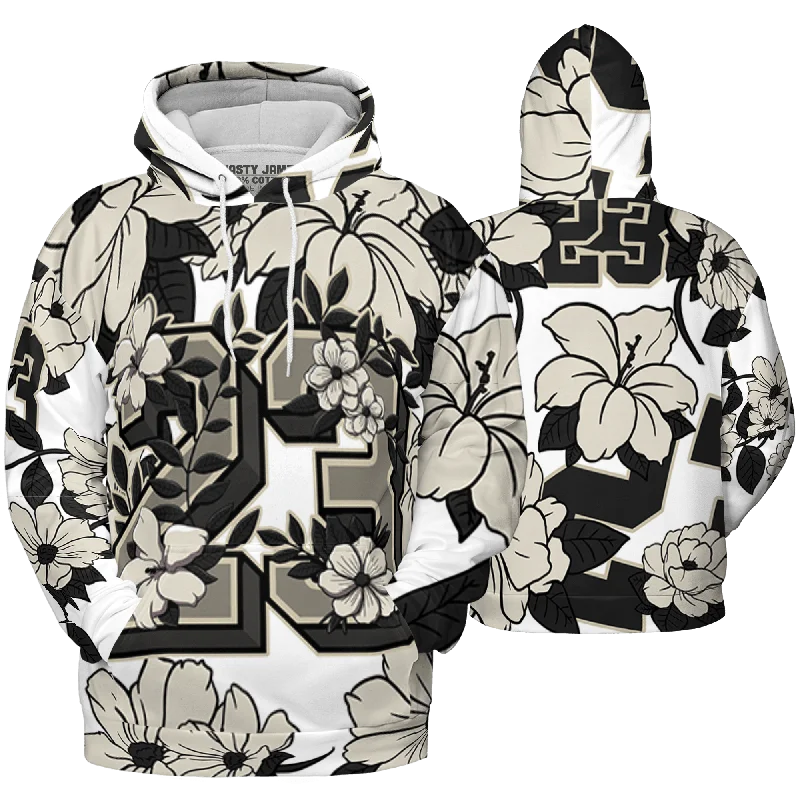 Unisex Casual Wear For All Seasons Minimalist Fashion Sale NastyJamz Gratitude 11s Hoodie Match 23 Floral Flowers All-Over Print