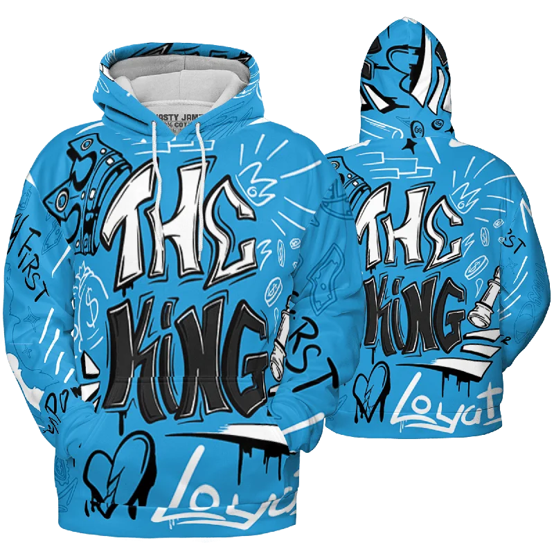 Versatile Unisex Layering Pieces Chic Trends Unveiled NastyJamz Powder Blue 9s Hoodie Match The King Graffiti All-Over Print