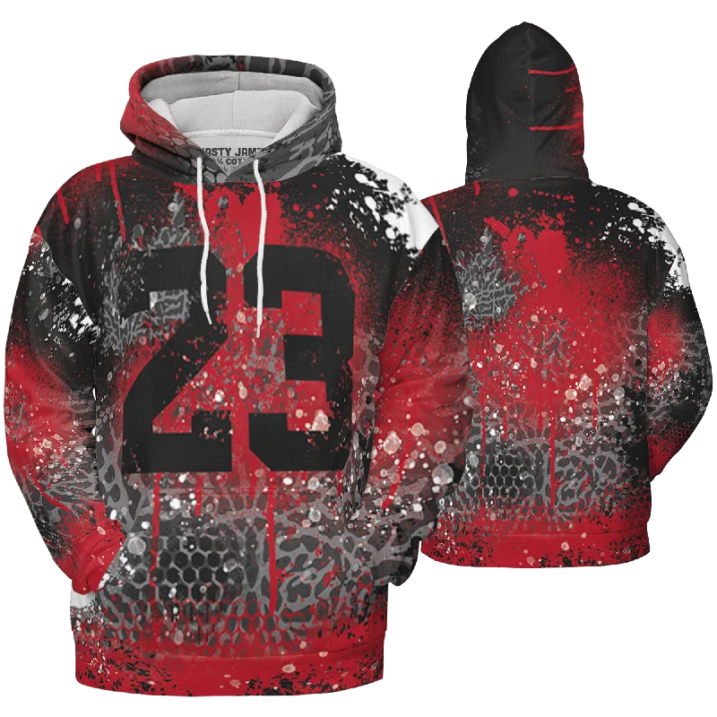 Breathable And Lightweight Unisex Wear Trendy Styles NastyJamz Spizike Low Bred Hoodie Match 23 Painted Graffiti All-Over Print